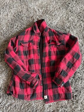 Boston Traders Red and Black Buffalo Plaid Button-Down Shirt